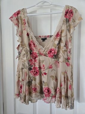 Torrid Sweetheart Fit & Flare Top In Steph Roses Floral cement Print